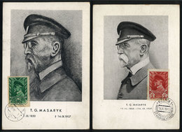 1004 CZECHOSLOVAKIA: President Tomás MASARYK, Politician And Philosopher, 2 Old Maximum Cards, One With Minor Defects - Sonstige & Ohne Zuordnung