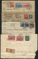 1010 CZECHOSLOVAKIA: 4 Registered Covers Sent To Argentina Between 1926 And 1930 With Nice Postages, Some With Minor Def - Autres & Non Classés