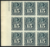 1038 CHILE: Yv.26 (Sc.30), Fantastic Marginal Block Of 9, MNH, As Fresh As The Day It Was Printed, Superb! - Chile
