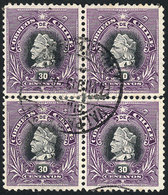 1042 CHILE: Yv.46 (Sc.55), Used Block Of 4 Of 30c., Rare, Fine Quality (the Horizontal Perforations Are Very Weak, And R - Chile