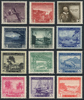 1045 CHILE: Yv.156/167 (Sc.186/197), 1936 Discovery Of Chile 400 Years, Cmpl. Set Of 12 Values, Very Lightly Hinged, VF  - Chile