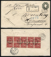 1055 CHILE: 20c. Stationery Envelope With Block Of 10 Colombus 2c. Rouletted (Sc.26) Affixed On Back (total Postage 40c. - Chili