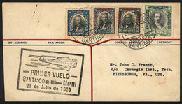 1063 CHILE: 21/JUL/1929 Santiago - Miami, First Flight, With Arrival Backstamp Of Pittsburgh 2/AU, Fine Quality, Rare! - Chile