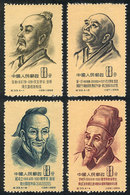 1069 CHINA: Sc.245/248, 1955 Scientists, Cmpl. Set Of 4 MNH Values (issued Without Gum), Excellent Quality! - Other & Unclassified