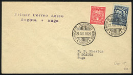 1097 COLOMBIA: 21/DE/1929 Bogotá - Buga: First Airmail, One Of The 150 Flown Covers, With Arrival Backstamp, VF Quality! - Kolumbien