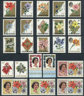 1125 COOK ISLANDS: Sc.199/220, 1967/9 Flowers And Elizabeth II, Complete Set Of 23 Unmounted Values, Excellent Quality,  - Cookeilanden