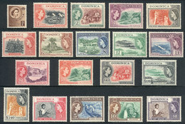 1161 DOMINICA: Sc.142/156 + 157/160, 1954 And 1957 Complete Set Of 19 Unmounted Values, Excellent Quality, Catalog Value - Dominica (1978-...)