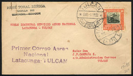 1178 ECUADOR: 1/JA/1932 Quito - Tulcan First Airmail (Mü.86), With Special Handstamp Of The Flight And Arrival Mark, All - Ecuador