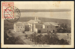 1202 SPAIN: HUELVA: La Rábida Monastery, Maximum Card Of OC/1937, With A Cinderella, Minor Defects - Cartes Maximum