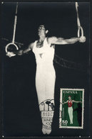 1224 SPAIN: Maximum Card Of 31/OC/1960: Gymnastics, Rings, With First Day Postmark, VF Quality - Cartoline Maximum