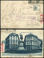1230 SPAIN: Postcard (view Of Piazza Corvetto, Genova) Sent From CABRA To Italy On 19/DE/1938, With Nice Postage Includi - Other & Unclassified