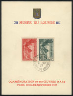 1272 FRANCE: Sc.B66/67, 1937 Winged Victory Of Samothrace, Set Of 2 Values On Special Card With Postmark Of The Louvre,  - Other & Unclassified