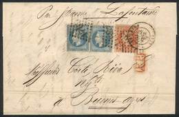 1283 FRANCE: 28/FEB/1870 HAVRE - ARGENTINA: Folded Letter Franked By Yv.29B X2 + 31, Sent To Buenos Aires By Steamship " - Sonstige & Ohne Zuordnung