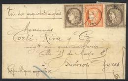 1292 FRANCE: 5/MAY/1876 DARNIES - ARGENTINA: Complete Folded Letter Franked By Yv.38 + 56 X2, With Buenos Aires Arrival  - Autres & Non Classés
