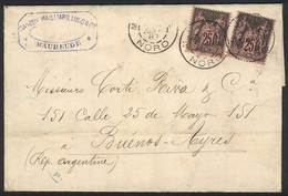 1297 FRANCE: 29/DEC/1886 MAUBEUGE - ARGENTINA: Letter Franked By Yv.97a X2, With Arrival Backstamp Of Buenos Aires, VF Q - Sonstige & Ohne Zuordnung