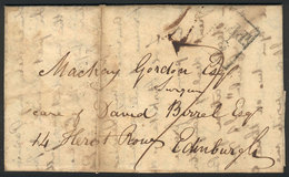 1320 GREAT BRITAIN: Entire Letter Dated 13/OC/1823, From Glasgow To Edinburgh, With Interesting Postal Markings And A Lo - ...-1840 Voorlopers