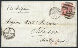 1333 GREAT BRITAIN: 26/JAN/1870 BIRMINGHAM - Switzerland: Folded Cover Franked By Sc.49 Plate 5 (corner Defect), With Du - ...-1840 Voorlopers