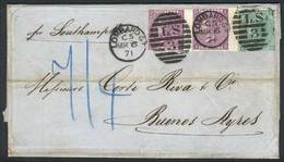 1336 GREAT BRITAIN: 3/FEB/1871 PARIS - ARGENTINA: Complete Folded Letter Sent From France To Buenos Aires, Franked In En - ...-1840 Vorläufer