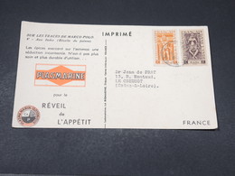 INDE - Carte Publicitaire ( Biomarine De Dieppe ) De Pondichéry Pour La France En 1954 - L 17813 - Covers & Documents