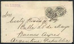 1349 GREAT BRITAIN: 19/NOV/1886 MANCHESTER - ARGENTINA: Cover Franked With Pair Sc.103 With PERFIN ""D.M & S"", With Dup - ...-1840 Prephilately