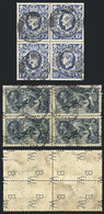 1352 GREAT BRITAIN: 2 Blocks Of 4 With Face Value 10S. Used, One With PERFIN, Handsome - Officials