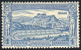 1358 GREECE: Sc.125, 1896 1d. Olympic Games, Mint Lightly Hinged, VF Quality, Catalog Value US$115 - Other & Unclassified