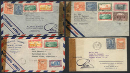 1370 GUATEMALA: 7 Covers Sent To Argentina In 1944/5, Good Postages, With Interesting Censor Labels, Good Quality. - Guatemala