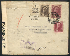 1437 IRAN: Registered Cover Sent From Teheran To Argentina On 13/DE/1941 With Nice Franking And Censored, On Back Transi - Iran