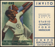 1455 ITALY: Invitation For Diplomats To The 'National Gymnastics Contest' To Be Held At The Olympic Stadium The Forum Of - Advertising