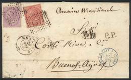 1462 ITALY: 20/NOV/1869 MENAGGIO - ARGENTINA: Complete Folded Letter Franked By Sc.31 + 32 (Sa.20+21), Numeral Cancel "" - Unclassified