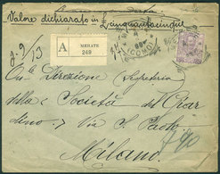 1470 ITALY: Cover Franked By Sc.85 (50c. Violet Of 1901/26) Alone, Sent With Declared Value From Merate (Como) To Milano - Unclassified