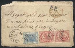 1481 ITALY: 31/DEC/1870 MENAGGIO - ARGENTINA: Cover Franked By Sc.31 Pair + 35 (Sa.20 + 26), Numeral Cancel ""1371"", Se - Zonder Classificatie