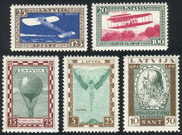 1510 LATVIA: Sc.CB9/CB13, 1932 Aviation Pioneers, Cmpl. Set Of 5 Values, Mint Lightly Hinged, VF Quality! - Lettonia