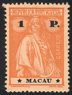 1536 MACAU: Sc.224, 1913 Ceres 1P. Orange On Salmon, Mint, Very Fine Quality! - Sonstige & Ohne Zuordnung