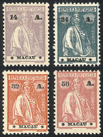 1537 MACAU: Sc.238C + 238E/238G, 1923/4 Ceres 14a., 24a., 32a. And 56a., Mint Lightly Hinged, Very Fine Quality! - Altri & Non Classificati