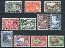 1543 MALAYA: Sc.158/168, 1960 Animals, Ships, Sports And Other Topics, Complete Set Of 11 Values, Mint With Tiny And Bar - Johore