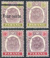 1549 MALAYA: Sc.14/15 + 28, 1895/9 Tiger, Complete Set Of 3 Values + Overprinted Value Of 1899, Mint Lightly Hinged, VF  - Pahang