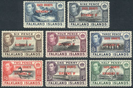 1561 FALKLAND ISLANDS/MALVINAS: Sc.4L1/5L8, 1944 Complete Set Of 8 Overprinted Values, Unmounted And Of Excellent Qualit - Falklandinseln