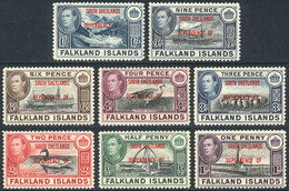 1562 FALKLAND ISLANDS/MALVINAS: Sc.5L1/5L8, 1944 Complete Set Of 8 Overprinted Values, Unmounted And Of Excellent Qualit - Falkland Islands