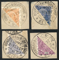 1593 MOZAMBIQUE - COMPANY: 4 Fragments With Bisect Stamps, Excellent Quality! - Mosambik