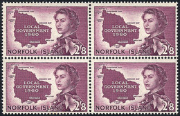 1608 NORFOLK: Sc.42, 1960 Map Of The Island, Unmounted Block Of 4, Excellent Quality, Catalog Value US$64. - Isola Norfolk
