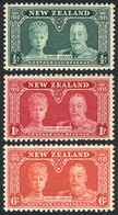1617 NEW ZEALAND: Sc.199/201, 1935 Royal Silver Wedding, Compl. Set Of 3 Values, Mint Lightly Hinged, VF Quality, Catalo - Sonstige & Ohne Zuordnung