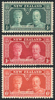 1617 NEW ZEALAND: Sc.199/201, 1935 Royal Silver Wedding, Compl. Set Of 3 Values, Mint Lightly Hinged, VF Quality, Catalo - Andere & Zonder Classificatie