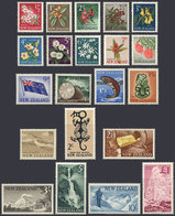 1622 NEW ZEALAND: Sc.333/352, 1960/6 Flowers, Animals, Landscapes Etc., Complete Set Of 21 Unused Values, Very Lightly H - Andere & Zonder Classificatie