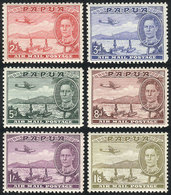 1639 PAPUA: Sc.C10/C15, 1939/41 Canoes And Airplane, Compl. Set Of 6 Unmounted Values, Excellent Quality, Catalog Value  - Papua Nuova Guinea