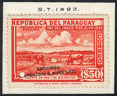 1645 PARAGUAY: Sc.372, 1940 50P. Cows, SPECIMEN Of Waterlow & Sons Ltd. In A Color Different From The Adopted One, With  - Paraguay