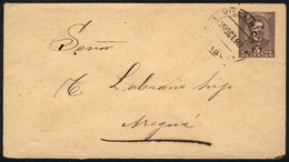 1650 PARAGUAY: 5c. Stationery Envelope Sent From VILLA RICA To Areguá On 29/OC/1899, With 2 Small Holes, Good Cancel! - Paraguay