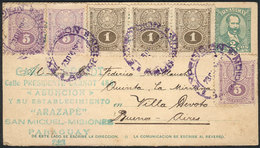 1651 PARAGUAY: 2c. Postal Card Additionally Franked With 18c. (total 20c.), Sent From Asunción To Buenos Aires On 23/DE/ - Paraguay