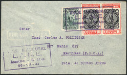 1654 PARAGUAY: 20/JUL/1944 L.A.N.E. First Flight Between Asunción And Buenos Aires, Cover Of VF Quality With Arrival Bac - Paraguay