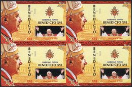 1660 PERU: Sc.1489, 2006 Pope Benedict XVI, IMPERFORATE BLOCK OF 4 Consisting Of 4 Sets, Excellent Quality, Rare! - Perù